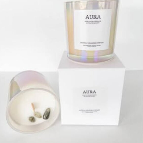 AURA Crystal Candle: Rose Water & Hibiscus 8 oz. - Picture 1 of 1